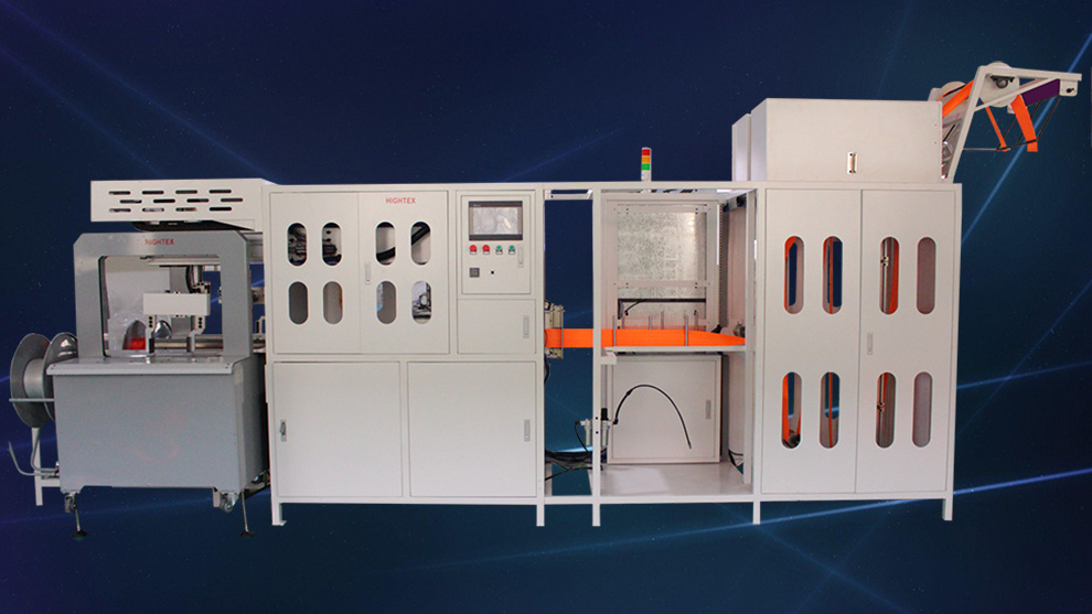 828-UV60-WPS Fully automatic webbing cutting, winding and strapping machine for cargo lashing straps